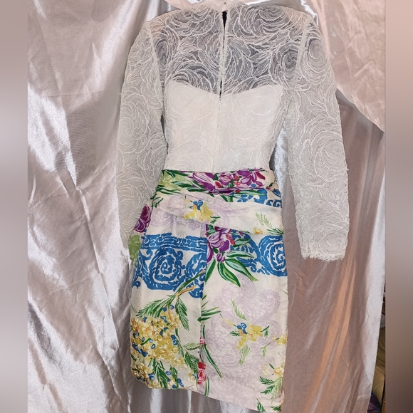 Rare Vintage Gorgeous Auers lace floral Paisley imprint cocktail dress S - Picture 13 of 16